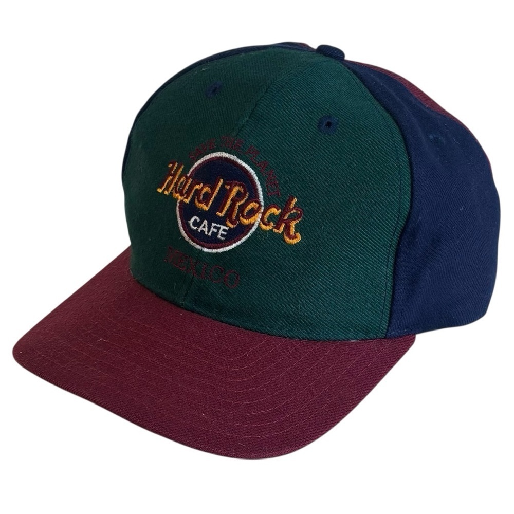 Vintage 90’s Hard Rock Cafe Mexico Colour Block SnapBack Hat EUC OSFA
